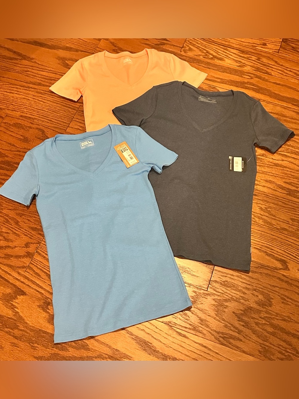 NWT - Set of 3 Eddie Bauer Women’s Favorite V-Neck T-Shirts. 2 Small, 1 Medium.